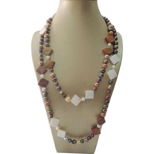 100% NATURE FRESHWATER PEARL NECKLACE,120 CM ,very fashion colors pearls,near round shape pearl
