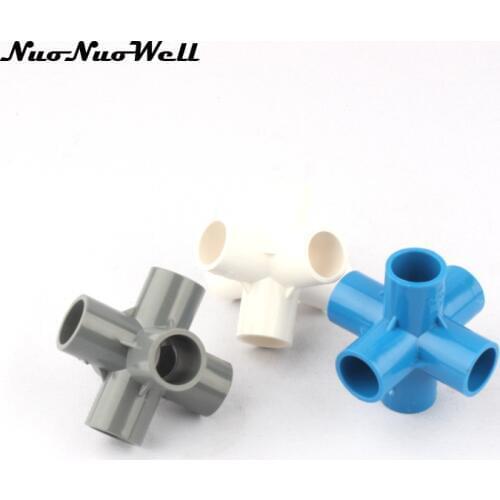 2pcs NuoNuoWell 20mm Plastic PVC Six (6) Way Connector Garden Irrigation Watering Joint Tube Adapter Water Pipe Fittings