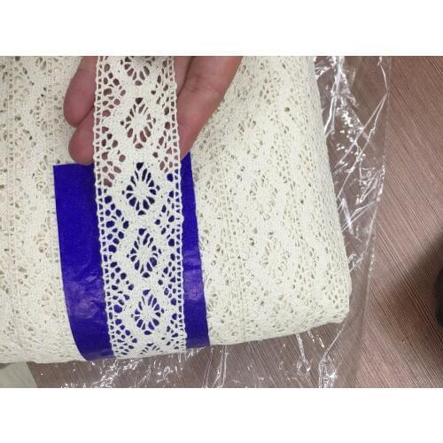 200Yards 35mm wide cheap 100% Cotton beige color Lace COTTON CLUNY LACE TRIM - LOVELY DESIGN for babay and doll clothes