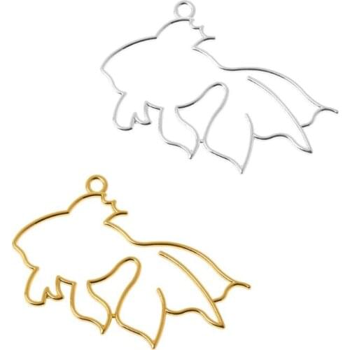 5Pcs Goldfish Blank Frame Pendants Open Bezel Setting UV Resin Jewelry Making MXME