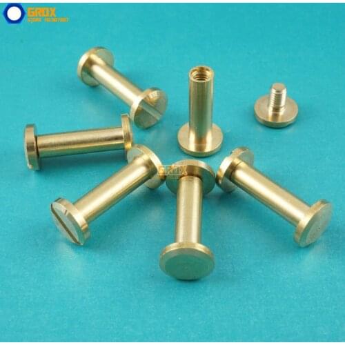 50 Set 8*14mm Solid Brass Rivet Chicago Screw for Leather Craft Belt Wallet / Flat