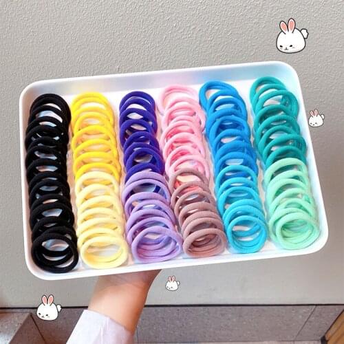 50pc Set Pinkycolor Girl Elastic Hairband Fashion Seamless Color Hair Ties Rubber Band Lady Ponytail Holder Hair Rope Headdress