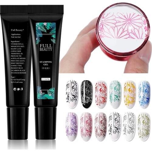 8ml Varnish Gel For Nail Stamping Black White Nail Art Templates Printing Gel Soak Off UV Decoration Primer Manicure Tool BE1793
