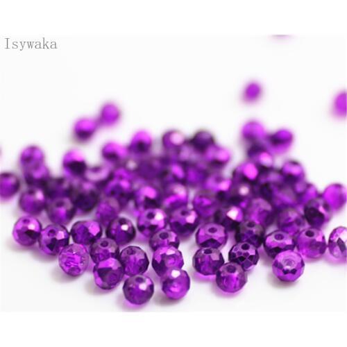 Isywaka Ran Purple Red Colors 3x4mm 145pcs Rondelle Austria faceted Crystal Glass Beads Loose Spacer Round Beads Jewelry Making
