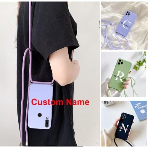 Personalized Custom Name Text Case For Samsung galaxy A21S A31 A41 A10 A20 A30 S A50 A70 A71 A51 S20 S10 S9 Plus Lanyard Cover