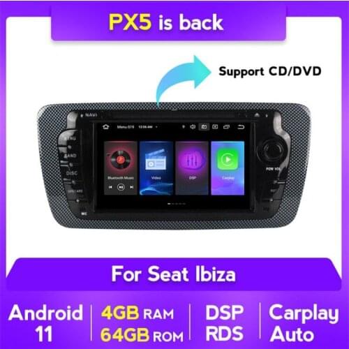 DSP RDS carplay auto 4GB 64GB Android 11 Car DVD Player GPS Navigation Multimedia For Seat Ibiza 6j 2009 2010 2012 2013 WIFI BT