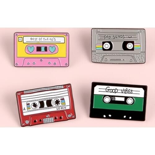 Cartoon Tape Corsage Pin Brooch Christmas Gift Enamel Music CD Broches for Men Women Badge Pins Brooches Jewelry Accessories