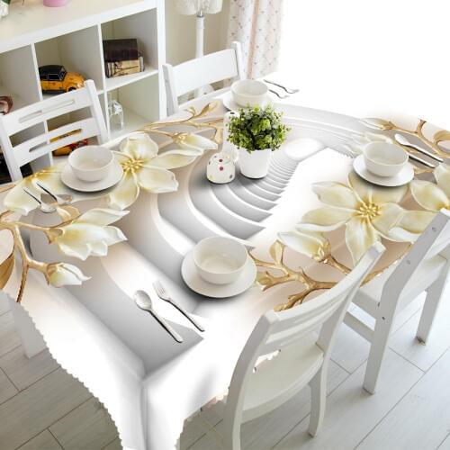 Europe Luxury 3d Carved Flower Rectangular Tablecloth Thicken Polyester cloth Dustproof Round Wedding table cloth Home Textiles