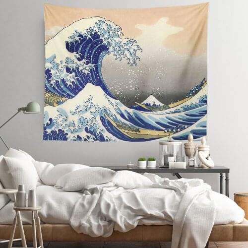 Factory Outlet Japan Kana Wave Pattern Printing Home Bedroom Decoration Tapestry Living Room Decoration Painting