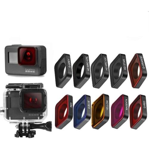 CNC aluminum HD-MRC UV CPL Star Red Magenta Gradient red orange grey blue Color Lens Filter Kits For GoPro Hero 5 6 Black camera