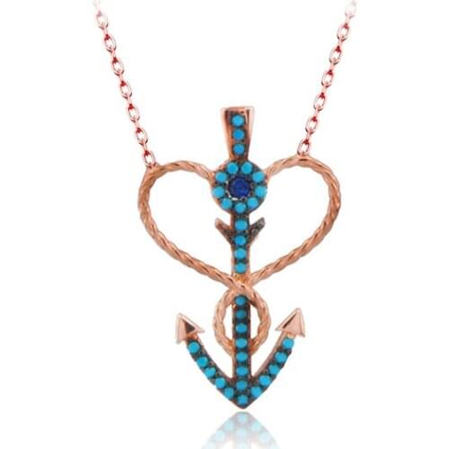 Hot Sale Love Trendy 925 Silver Turkish Jewelry Zircon Fashion Sailor Necklace For Women Valentines Day Luxury Designer