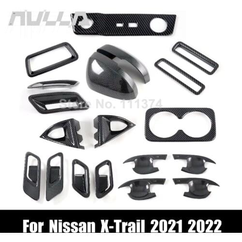 ABS Carbon Car Exterior Interior Decoration Accessories For Nissan X-Trail X Trail Xtrail 2021 2022 Mirror Vent Control Handle