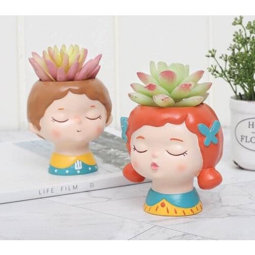 Ceramic Succulent Plant Flowerpot Creative Girl Doll Flower Pot Vase Ceramic Crafts Fleshy Flower Vase Desktop Decor