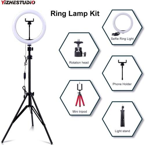 Yizhestudio Ring Lamp with tripod Dimmable Selfie Ring Light with stand Annular tube photographic lighting For Live Studio