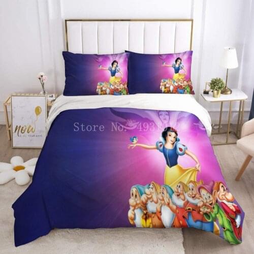 Disney Snow White Bedding Set Mickey Minnie Mouse Cute Duvet Cover Pillowcases Double Twin Queen King Child Kids Bedclothes