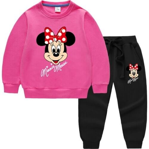 Kids Clothing Sets 3-8year Spring and Autumn New Childrens Wear Trousers Two Sets of Minnie Cotton Long Sleeve Suit