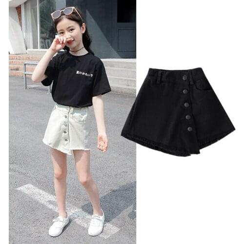 Girls' Suit Summer New 2021 Korean Version of The Childrens Fashionable Outer Wear Short Skirt Denim Skirt and Short Sleeves