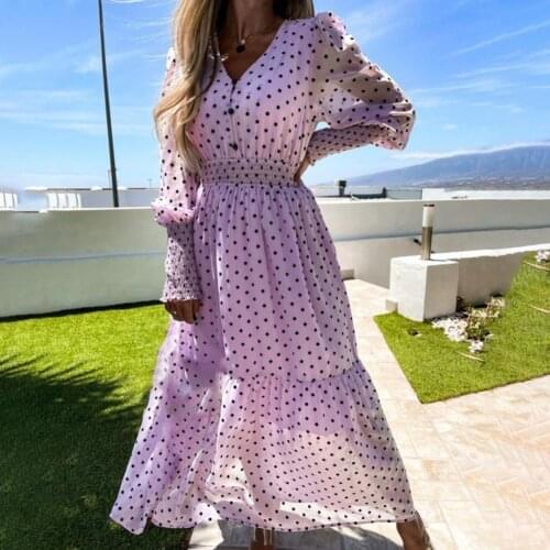 Hot Sell Beautiful Women Dress Polka Dot Printing Slim Skin-friendly Summer Beach Soft Dress Sweat Absorbent Daily Wear New Soft