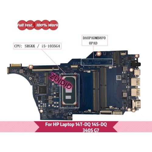 For HP ENVY 13 Laptop 14S-DQ 14T-DQ 340S G7 14-DQ Motherboard DA0PADMB8F0 0PAD with SRGKK i5-1035G4 CPU DDR4 100% tested working