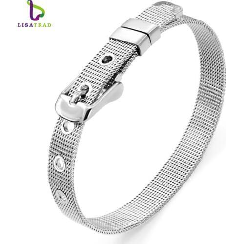 Fashion 21cm length 8mm/10mm width women stainless steel charm wristband trendy stainless steel adjustable bracelets for men