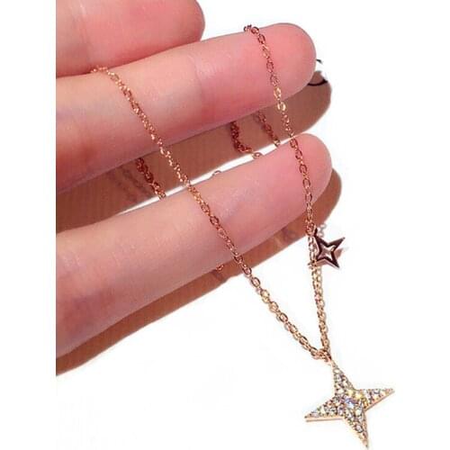 Fashion Korean Star Necklace Female Copper Inlaid AAA Zircon Pendant Necklaces For Women 2021 New Jewelry Birthday Gift