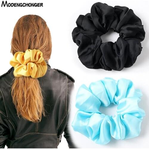 Fashion Large Elastic Hair Band French Retro Hair Ring For Woman Hair Scrunchies Temperament Flower Pure Color Hair Accessories