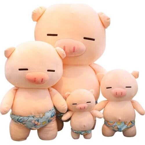 Squishy Pig Stuffed Doll Lying Plush Piggy Toy Beach Shorts pig Animals Soft Plushie Hand Warmer Blanket Kids Comforting Gift