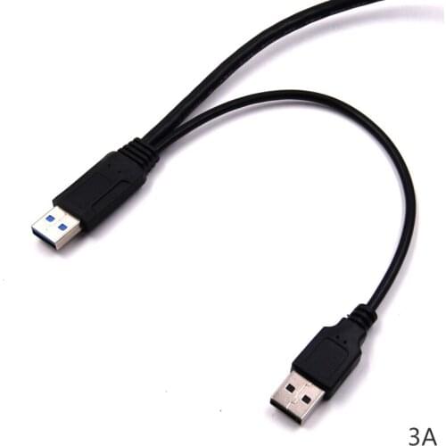 AT 1PCS M/M Extender DATA Sync Cable with USB 2.0 A USB 3.0 A Male to Male Male Power Lead Cord for Portable HDD Hard Disk Driv