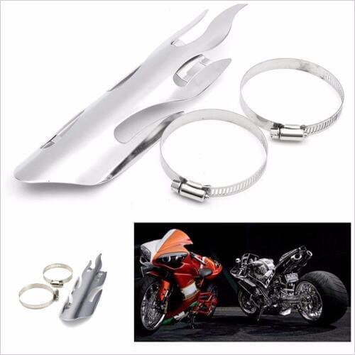 New Motorcycle Chrome Flame Exhaust Muffler Pipe Heat Shield Cover Heel Guard For Harley Chopper Cruiser