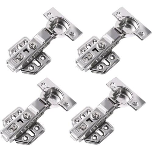 Cabinet Hinges, Soft Closing Partial Overlay Door Hinge For Frameless Cabinets, Stainless Steel Nickel Plated, 4 Pack