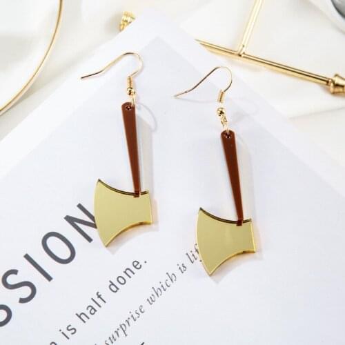 Popular creative fashion funny creative simple acrylic small axe earrings