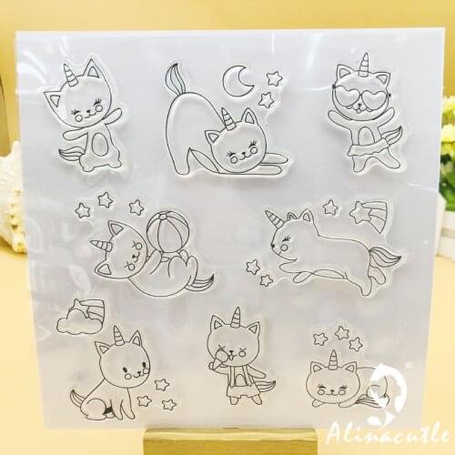Alinacutle CLEAR STAMPS Hello Unicorn Scrapbooking Card Album Paper Craft Rubber Roller Transparent Silicon Clear Stamp
