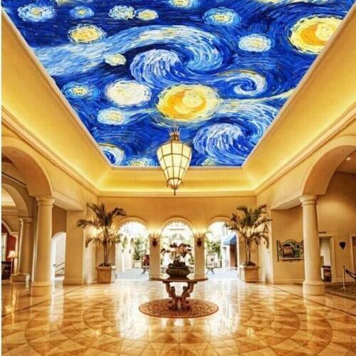 Drop Shipping Photo Wallpaper Custom HD Famous Painting Star Oil Painting Roof Decoration Wallpaper Restaurant Ceiling Mural