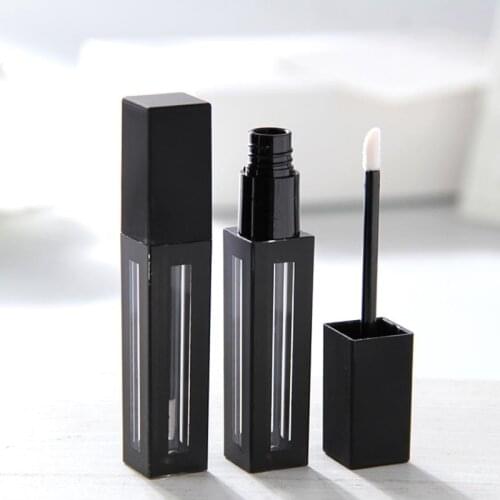 10/30pcs 7ml Empty Matte Black Lip Gloss Tube Clear Bottle Plastic Square Liquids Packaging Container