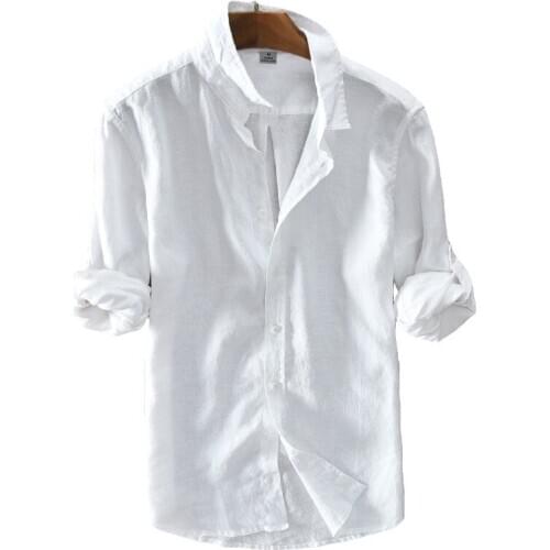 Brand Linen Shirt Men 2018 Autumn New Casual Long Sleeve Shirts Ultra Thin Soft Clothing s-3XL