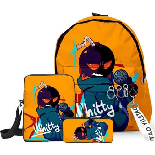 2021 3D Printed Friday Night Funkin Backpack 3pcs Set Slash Zipper Backpack Hip hop Backpack School Student Casual Laptop Bag