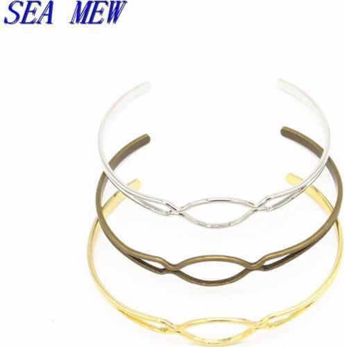 SEA MEW 10 PCS Fashion Vintage Metal Copper 65*2mm Bangle Base 7 Colors Plated Bracelet Blank Setting For Jewelry Making