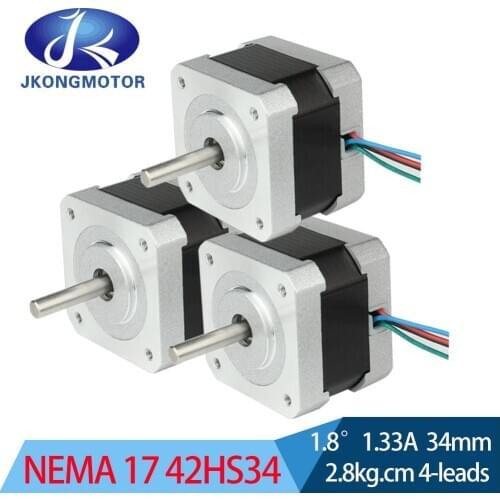 3PCS 34mm Nema17 Stepper Motor 42 motor Nema 17 motor 1.8Degree 0.4A 0.84A 1.33A 0.28Nm Stepping Motor 4-lead for 3D DIY Printer