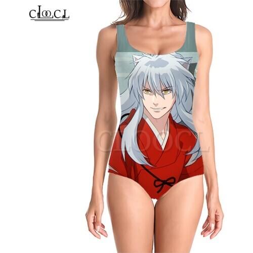 CLOOCL Japanese Anime Inuyasha 3D Print Girls One-piece Swimsuit Bathing Suit Sleeveless Slim Sexy Swimwear Summer