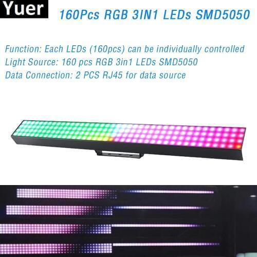 160X0.5W SMD 5050 RGB 3IN1 LED Long Strip Pixel Light DMX 512 Art-Net Kling-Net Control DJ Disco Stage Effect Light For Club Bar