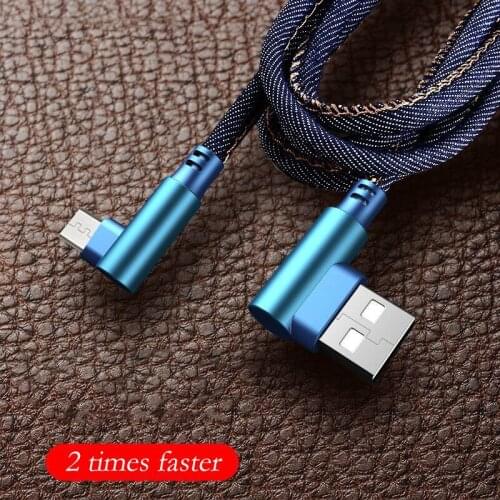 1M Double Elbow 2.4A Fast Charge Quick Chargers Denim data Cable Charging USB Cable Practical Portable Data Line