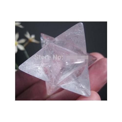 WBY free shipping Natural Clear Quartz Crystal Merkaba Star Carving ART