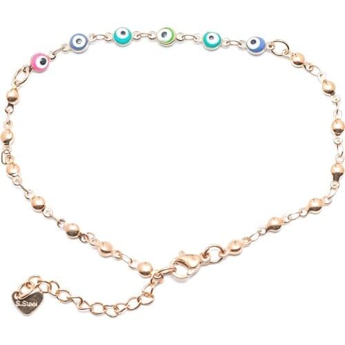 Hot Women Chain Anklet Gold Color At Random Round Eye 304 Stainless Steel Anklet Fashion Gifts About 22cm(8 5/8") long, 1 Piece