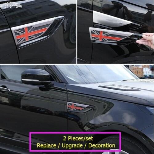 2 Pcs For Land Rover Discovery 5 Acessories Car Front Fender Decoration Side Air Vent Nozzle Cover UK Flag style Sticker