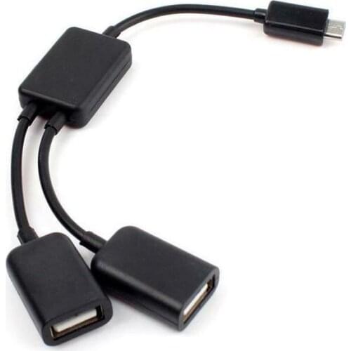 2in1 Micro USB Dual Host OTG Charge Hub Splitter Adapter Cable Tablet Black For Android Smartphones Cable