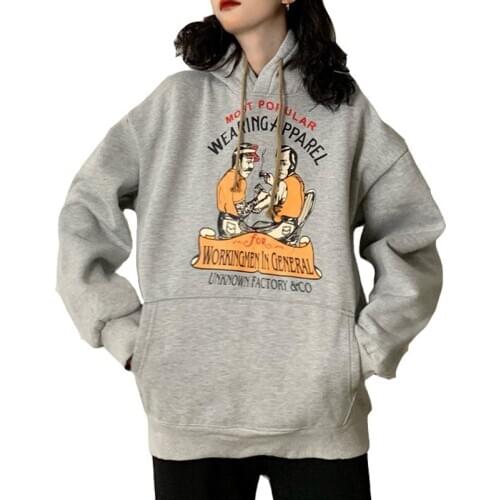 2020 Autumn And Winter Plus Velvet Padded Pullover Women Fashion Sweatshirt Cartoon Anime Print All-match Casual Ladies Hoodie