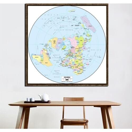 2ftx2ft Classic World Map Polar Projection 2001Version World Map For Home Living Room Wall Decor