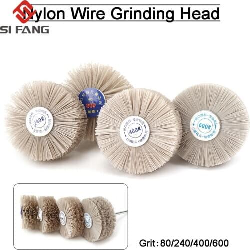 80MM Abrasive Nylon Wheel Brush Polishing Grinding Head Rotary Tool for Wood Working Metal Stone Polishing 80-600Grit