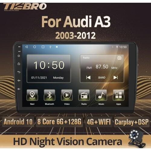 Tiebro 2DIN Android10.0 Car Radio For Audi A3 8P S3 2003-2012 Auto Radio GPS Navigation Car Stereo Car Multimedia Player Carplay