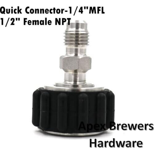 Quick Connector, 1/4" MFL, 1/2" Female NPT, Silicone Grip, Brewer Hardware, Pump Fittings